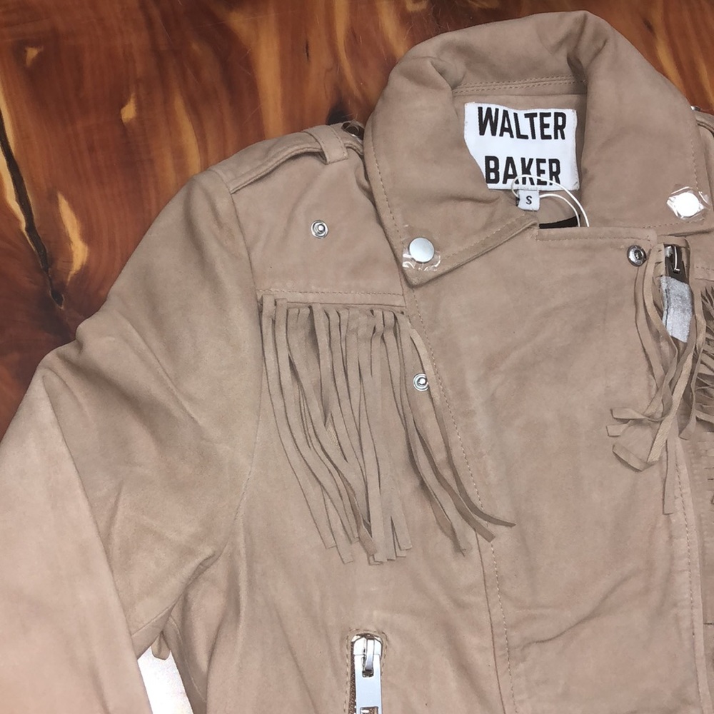 WALTER BAKER Suede Fringe Trim Moto Maní Jacket - Picture 7 of 9